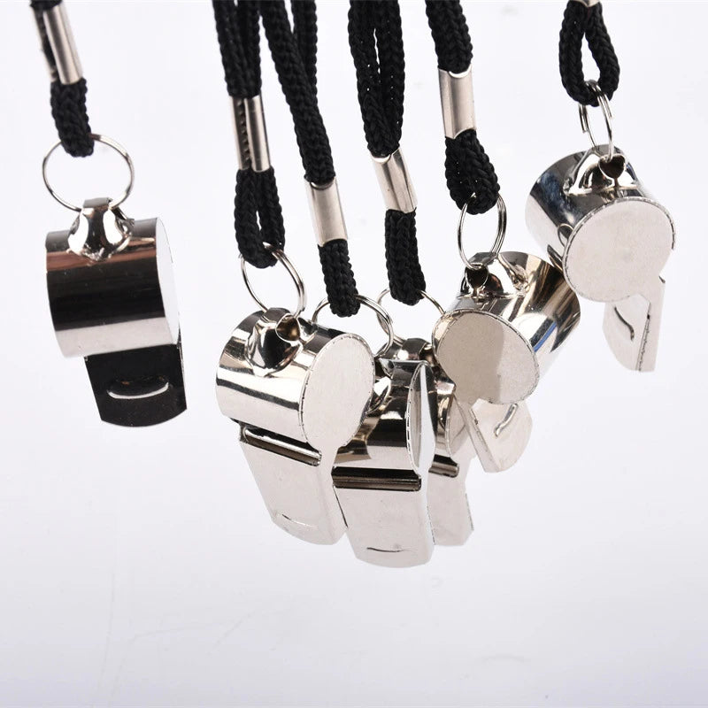 Kratos Hockey™ 5 Packs Stainless Steel Whistle Loud Metal Whistles with Lanyard