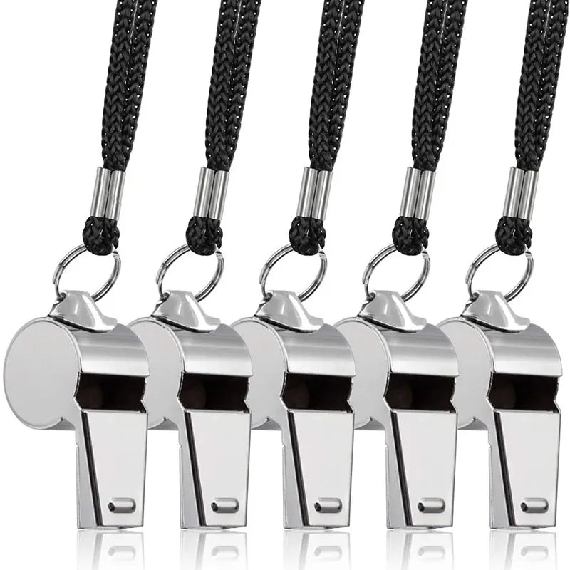 Kratos Hockey™ 5 Packs Stainless Steel Whistle Loud Metal Whistles with Lanyard