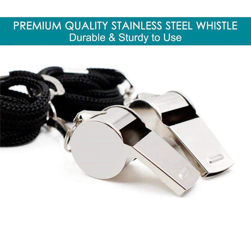 Kratos Hockey™ 5 Packs Stainless Steel Whistle Loud Metal Whistles with Lanyard
