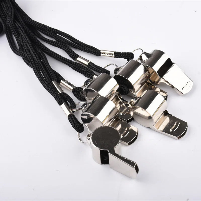 Kratos Hockey™ 5 Packs Stainless Steel Whistle Loud Metal Whistles with Lanyard