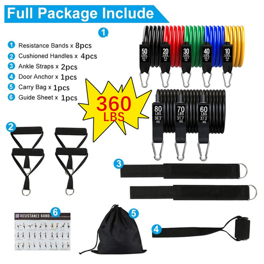 Kratos Hockey™ Fitness Exercises Resistance Bands Set - 150 - 360 lbs